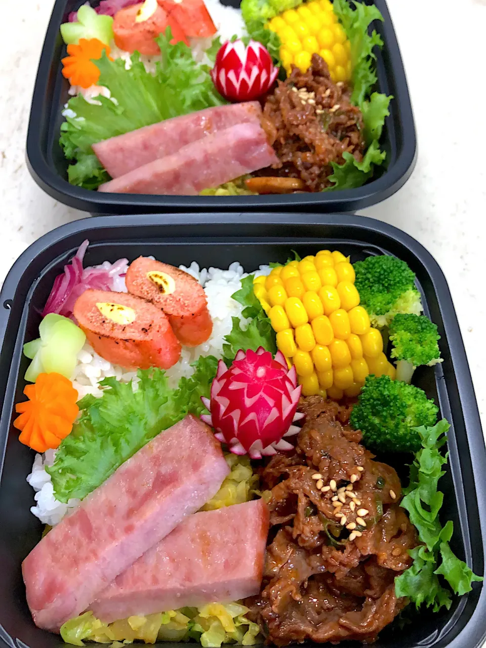 焼肉・ハムステーキ弁当|teteさん