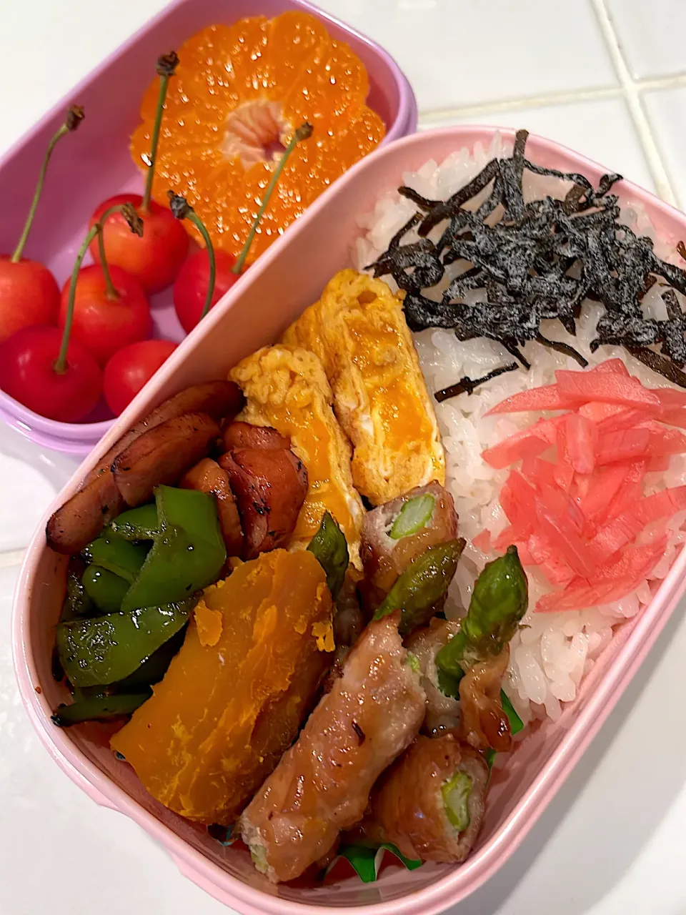 アスパラの肉巻き弁当|雑草シェリーさん