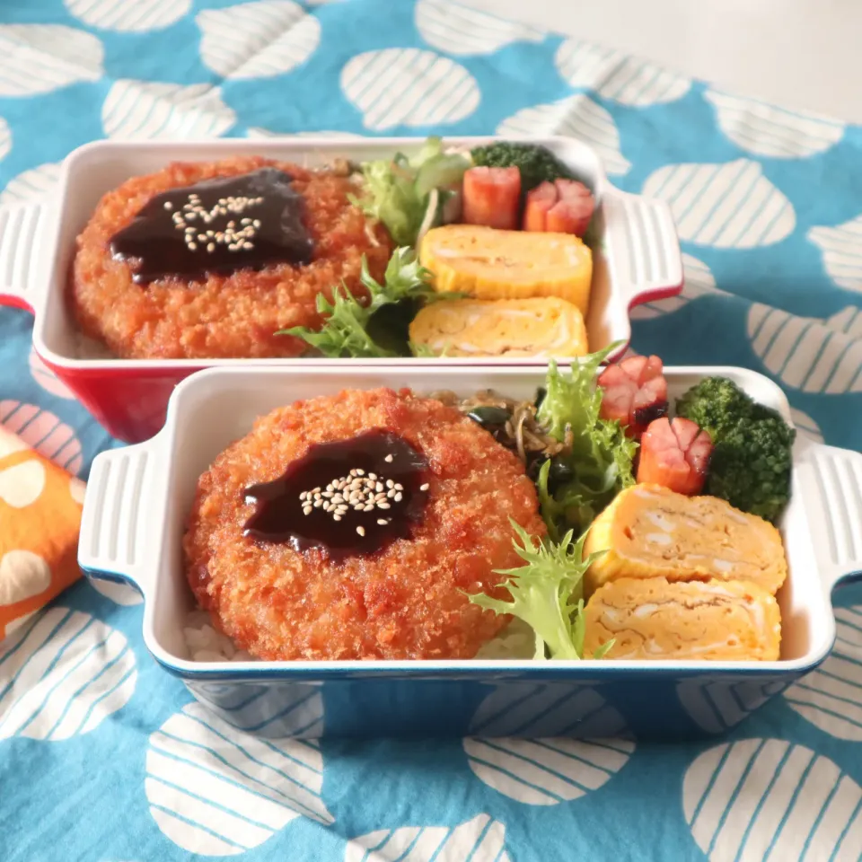 高校生男子弁当🍱ハムカツ|なかじー。さん