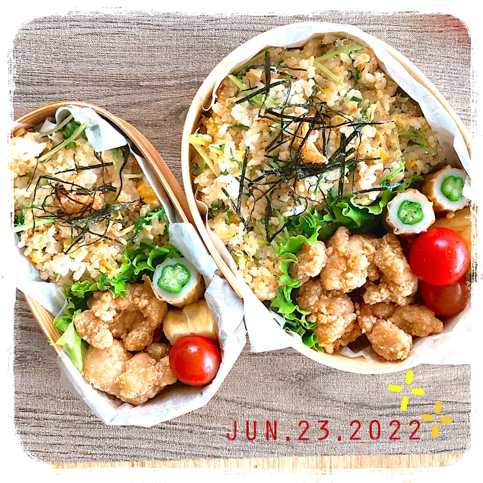 Snapdishの料理写真:6/23 ☺︎☺︎ 明太子炒飯弁当✩.*˚|jon2さん