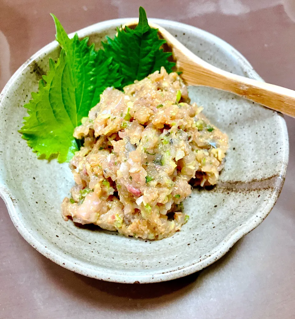 実家ごはん🍚新鮮な鯵のなめろう🥢🍺|chibiさん