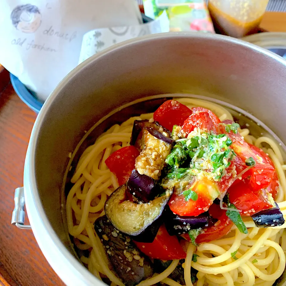 ナスとトマトの冷製パスタ🍝|てんさん