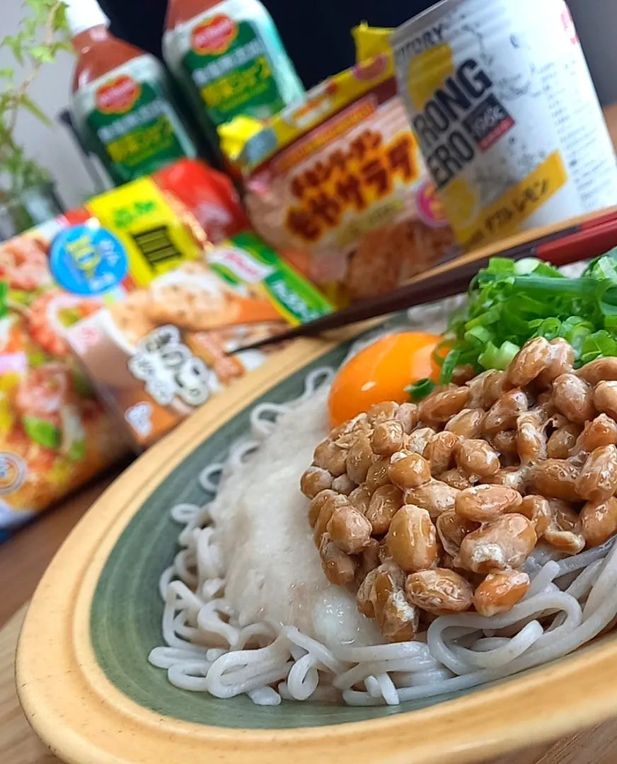 納豆とろろ蕎麦|まりおさん