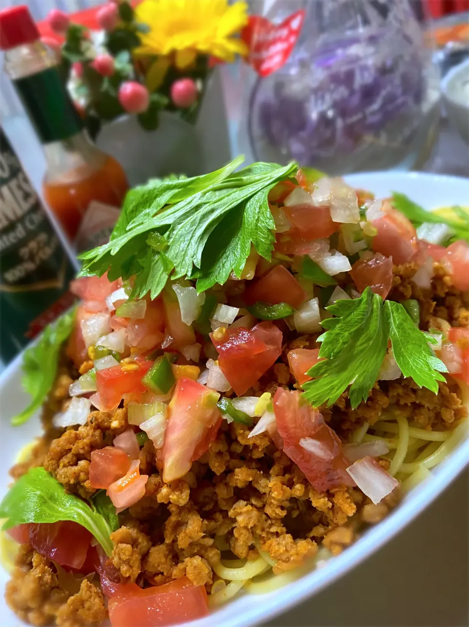 大豆ミートでタコススパゲッティ🍝|Catherineさん