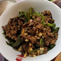 Snapdishの料理写真:沙茶牛肉炒通菜|Annaさん