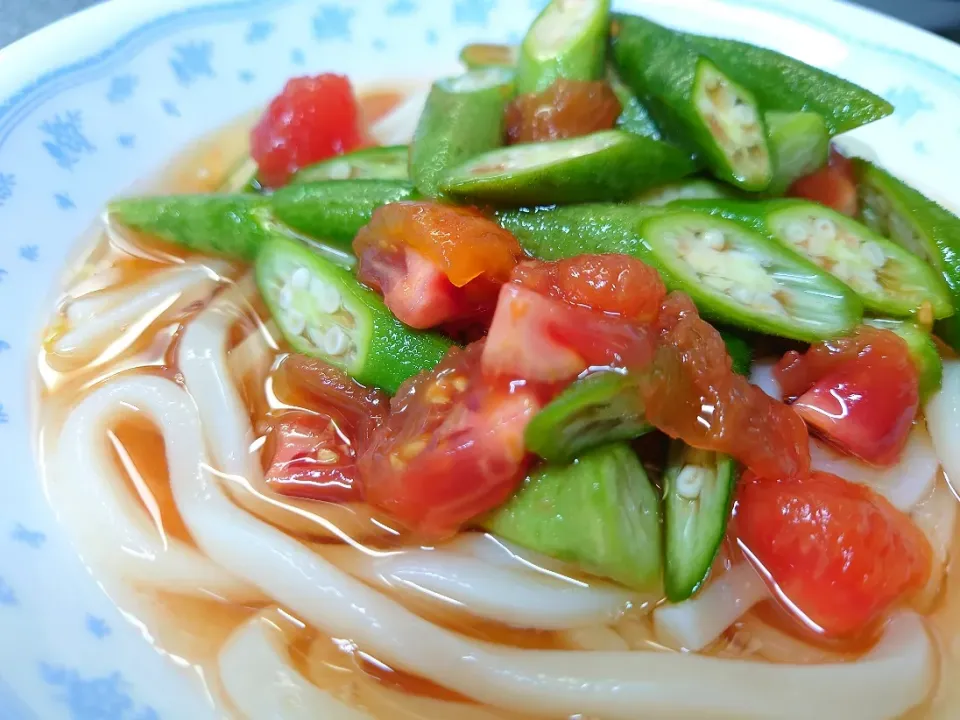 オクラとトマトの冷やしうどん|さえこさん