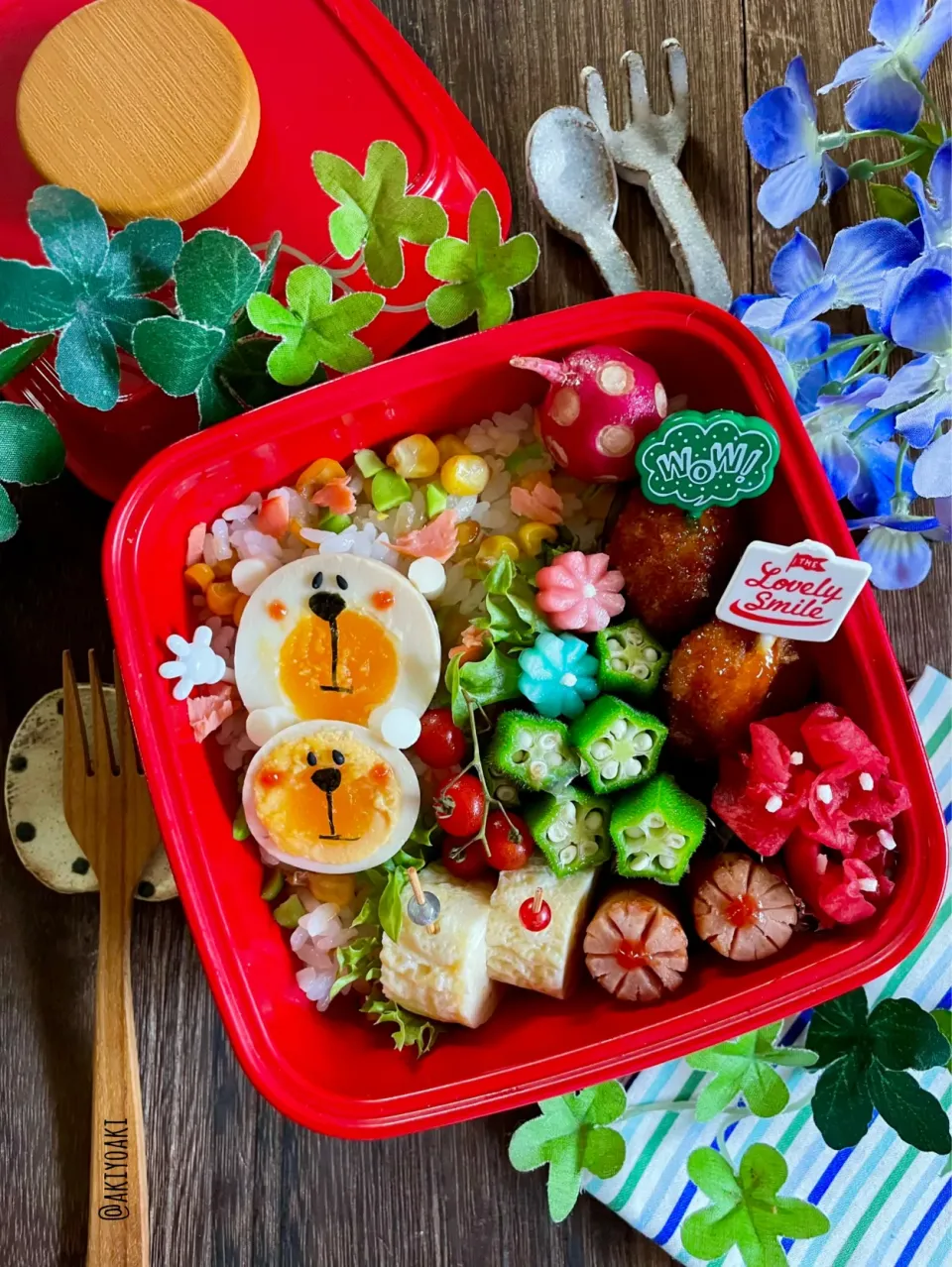 とうもろこしの混ぜご飯弁当|Akiyoෆ¨̮⑅さん