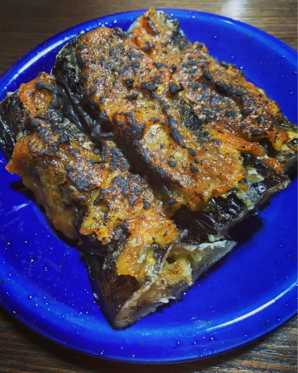 大茄子のヤバ味噌焼き^_^自家製ヤバ味噌^_^|きよっさんさん