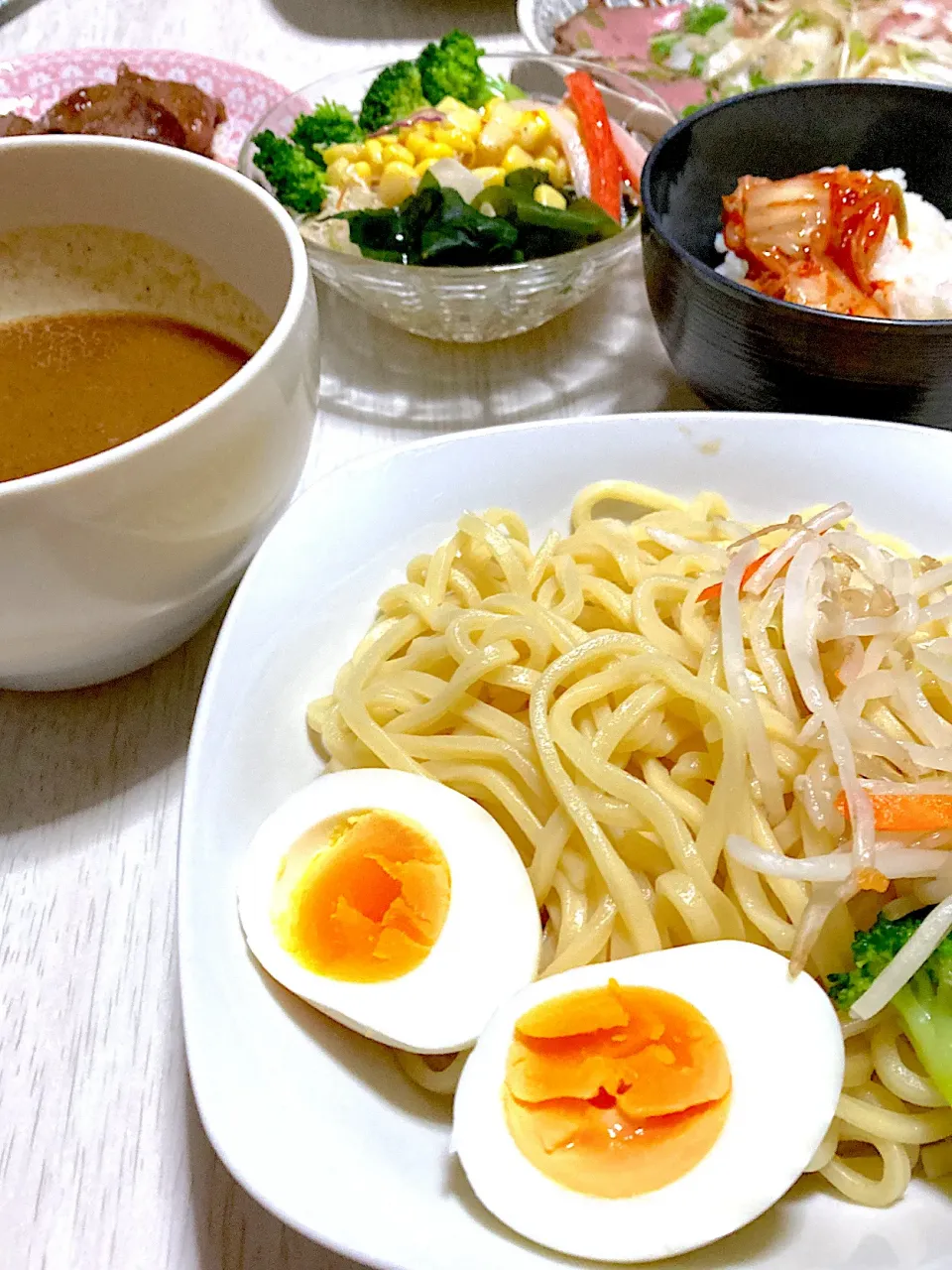 つけ麺、キムチご飯、ローストポーク、ミニステーキ|Ayaさん