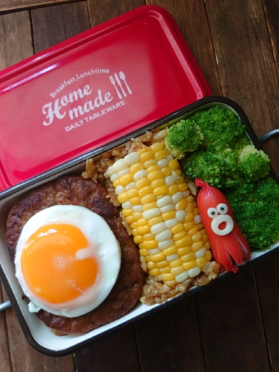 漢の…妻用🎽マルシンハンバーグ付きカレーチャーハン弁当🍱|ᵏᵒᵘさん