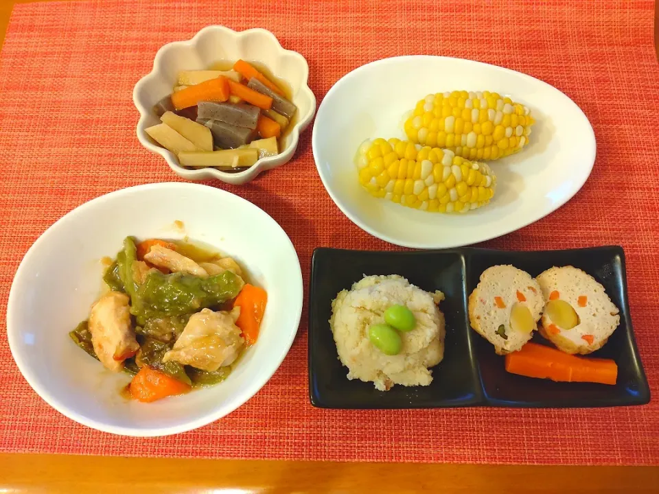 ☆モモ肉ピーマンのオイマヨ炒め
☆銀杏ひろうす煮＆おから煮
☆ハッチク炊き合わせ
☆とうもろこし|chikakoさん