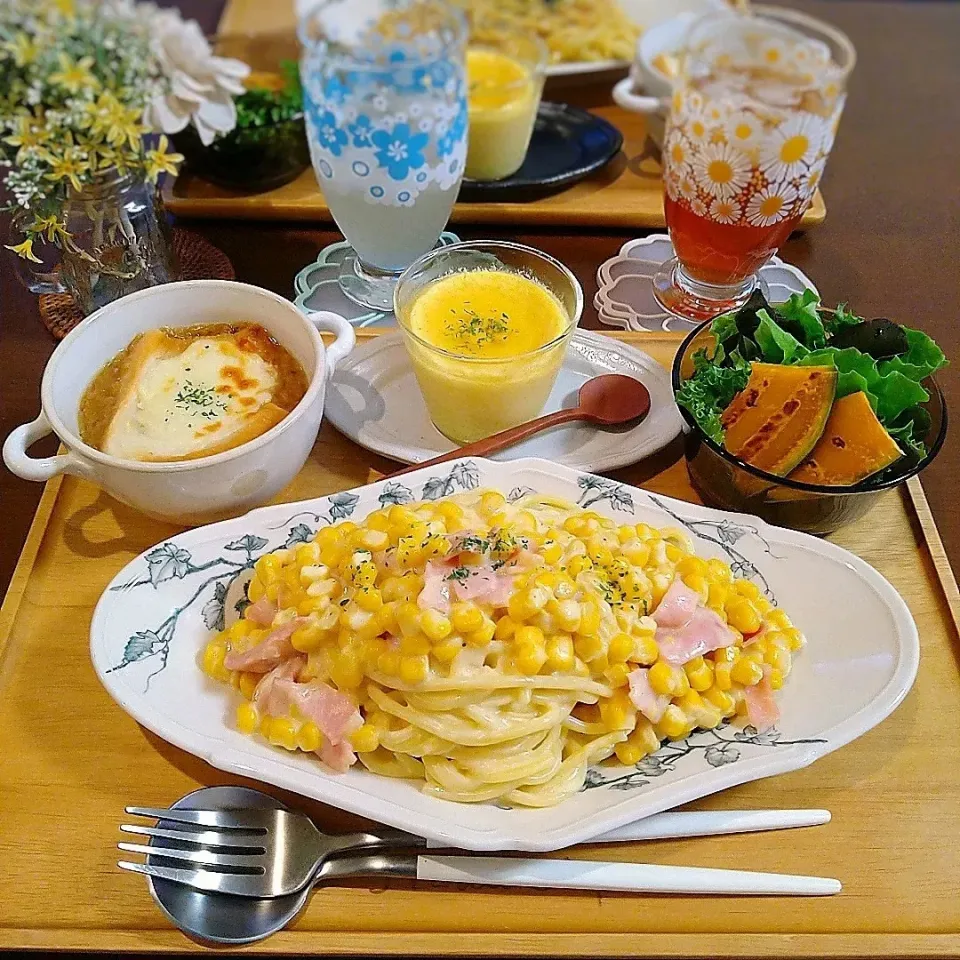 Snapdishの料理写真:コーンクリームパスタ|こだしーさん