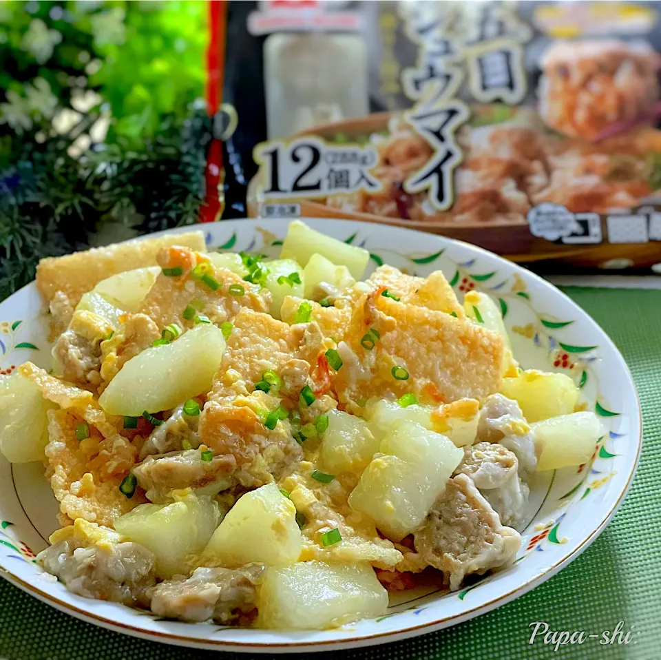 おこげ 〜五目シュウマイと冬瓜の餡かけ|パパ氏さん