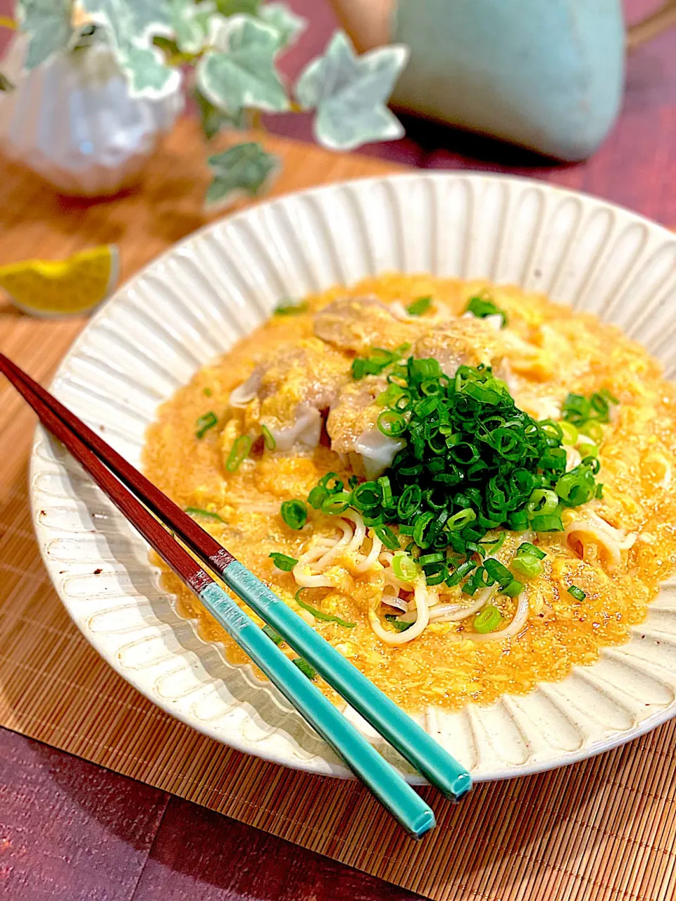 ✨夏の食卓応援キャンペーン企画✨五目シュウマイの明太子入りかき玉あんかけ素麺🥰|AXさん