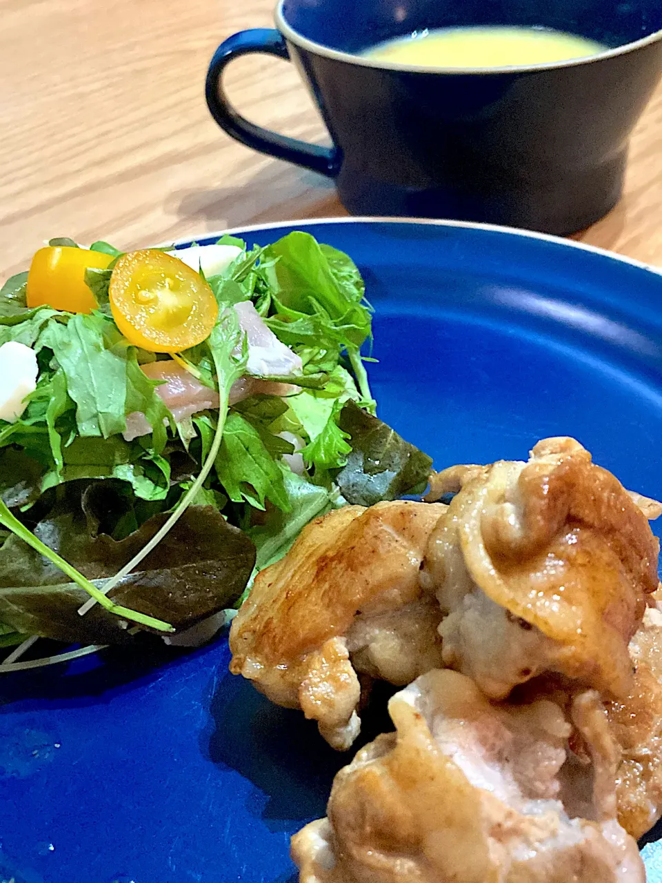 豚肉まるまる焼きとサラダ|海山つぶさん