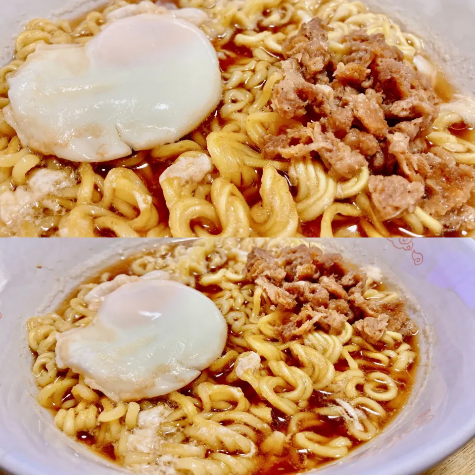 袋麺に中華風に味付けした炒めた大豆ミートをトッピング😊🍜|ジイジさん