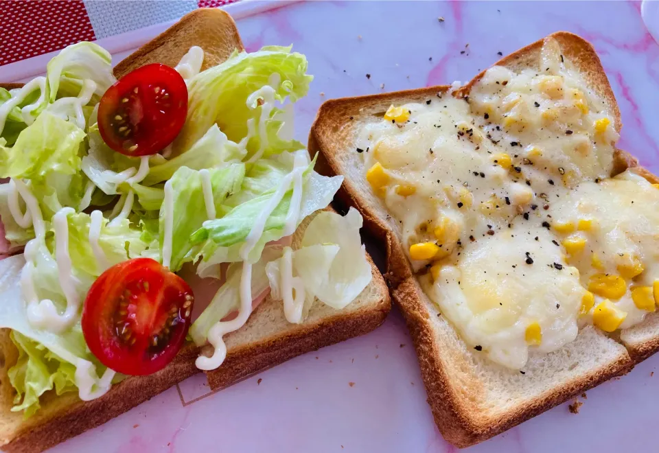 【毎日食パン】コーンマヨチーズ🧀　ハムマヨ|飛鳥さん