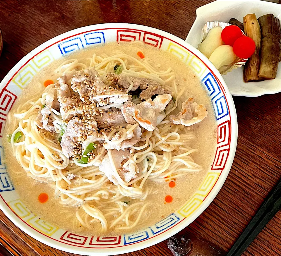 ランチ♯そうめん♯豆乳味噌スープ♯煮麺|小松菜さん