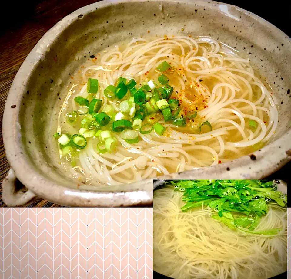 Snapdishの料理写真:"鱧しゃぶ鍋"⇒ "〆にゅうめん"|mottomoさん