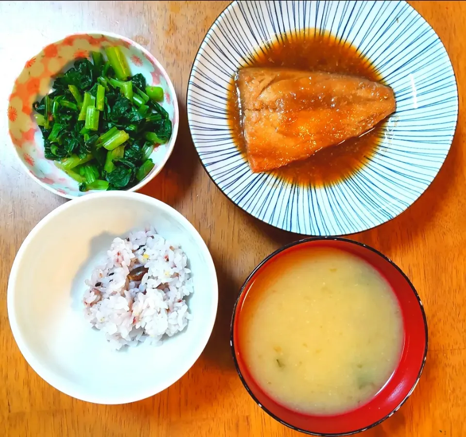 2022 0704　鯖のみぞれ煮　小松菜のおひたし　なめことわかめのお味噌汁|いもこ。さん