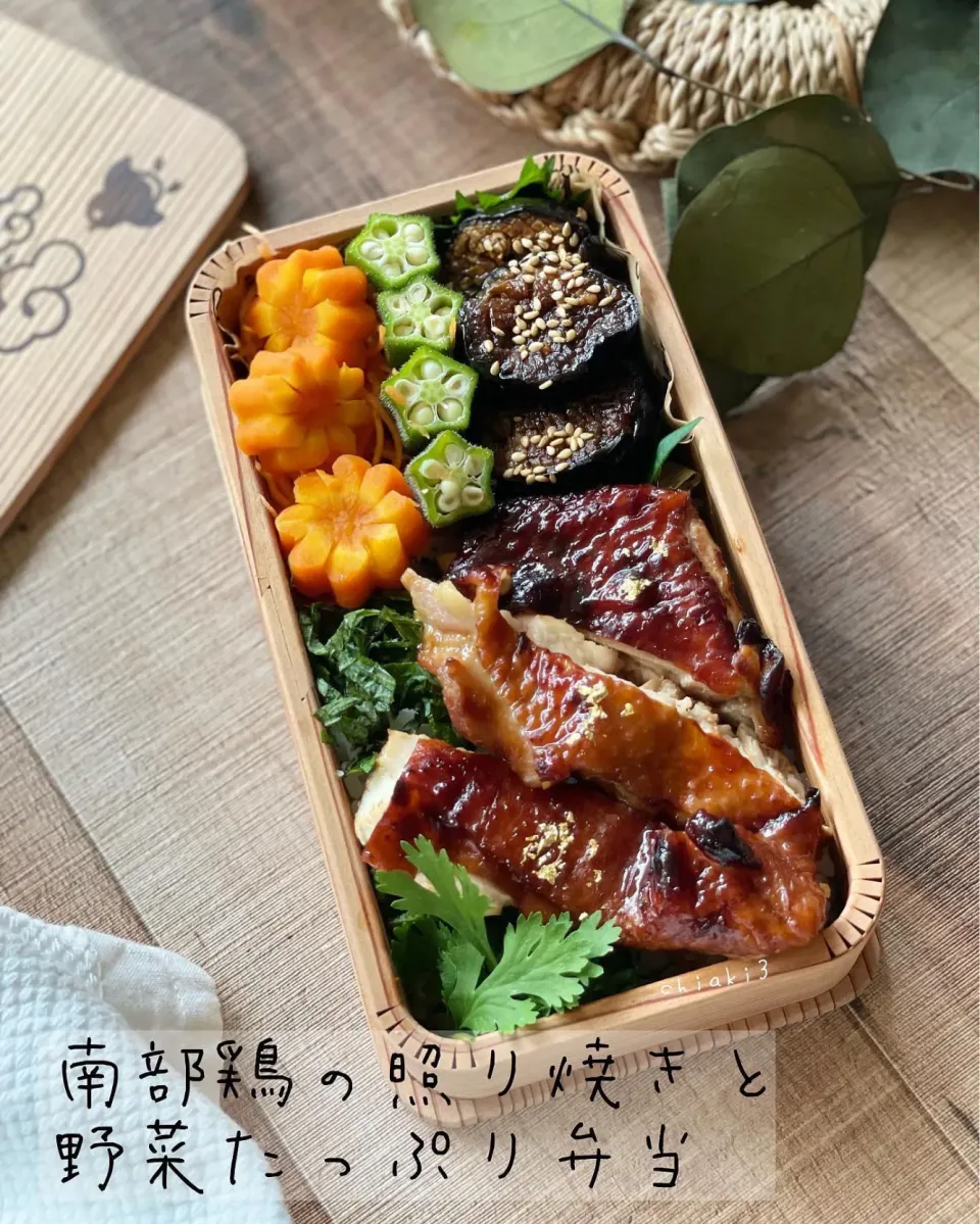 Snapdishの料理写真:今日のお弁当🍱　南部どりの照り焼きと野菜たっぷり弁当|chiaki3（平川ちあき）さん