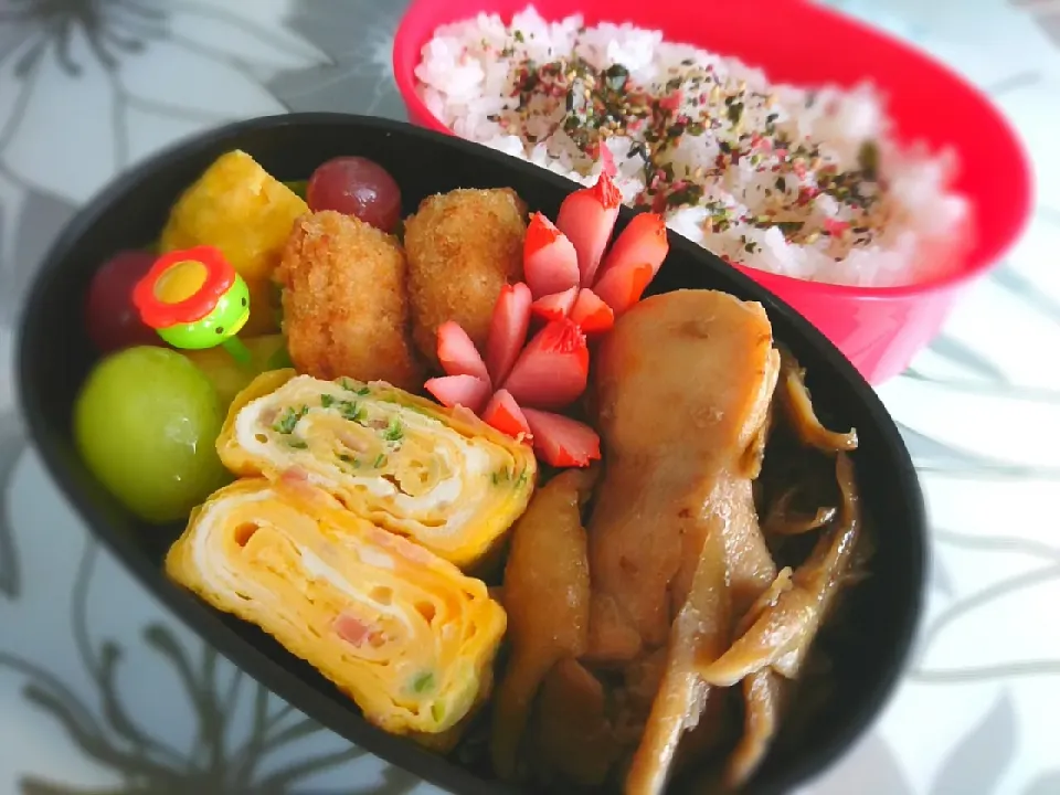 照り焼きチキンと紅しょうがのだし巻き弁当|あめちゃんさん