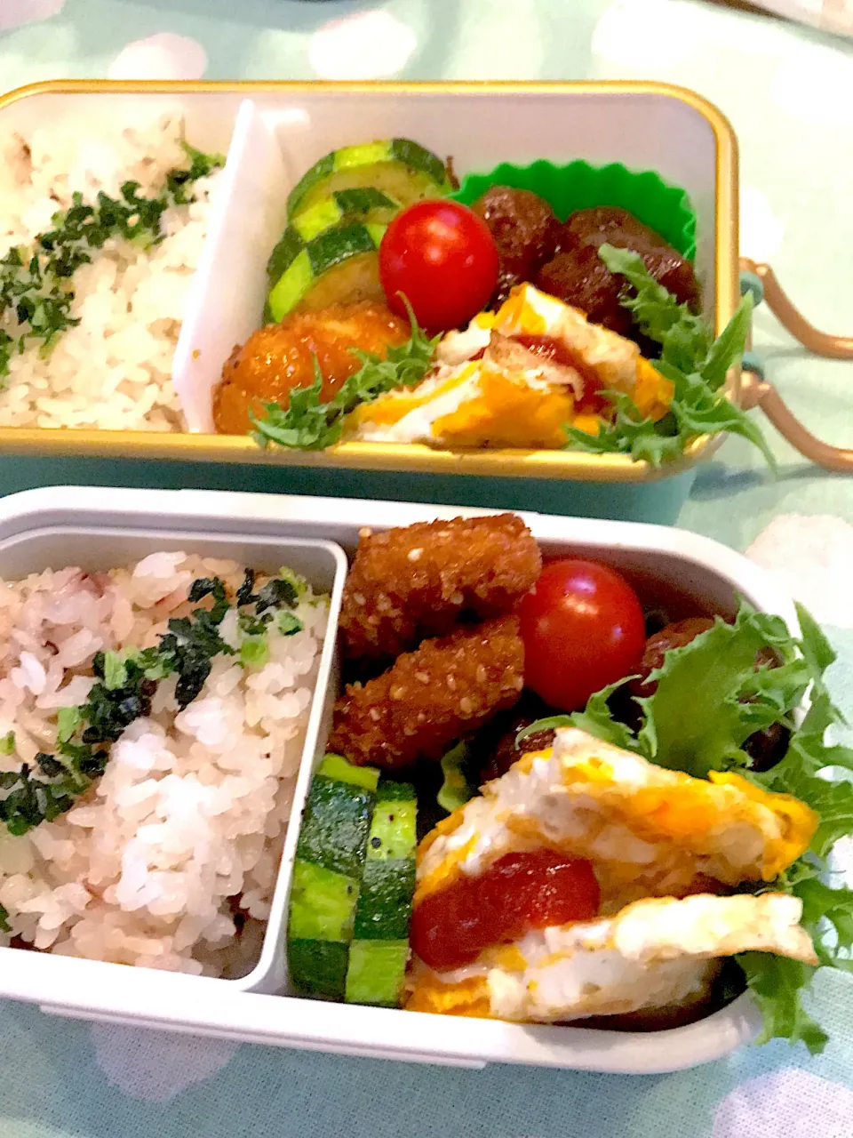 Snapdishの料理写真:2022.7.11  ＊今日のお弁当＊目玉焼き＊|rinrin*mama*さん