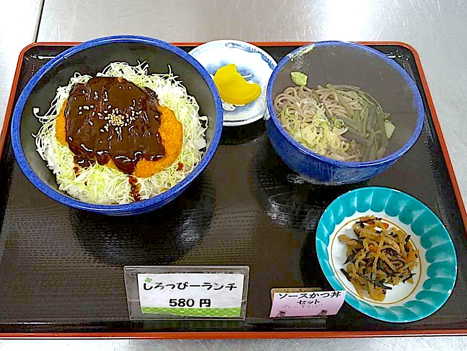 Snapdishの料理写真:ソースかつ丼・ハーフ山菜そばセット|nyama1さん