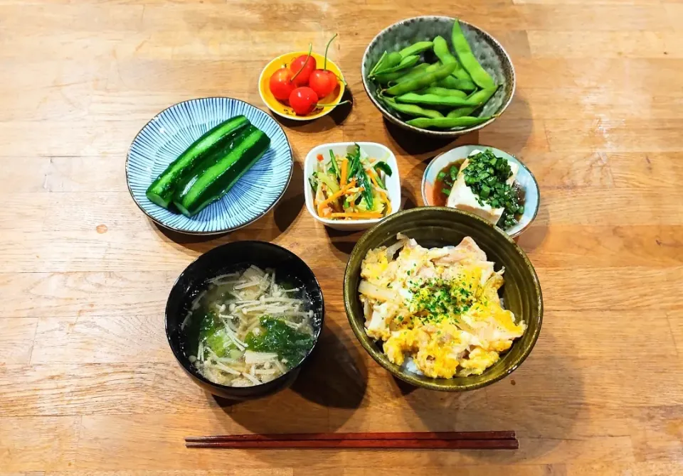 Snapdishの料理写真:「勝ち飯」スタミナ丼【親子丼の献立】|puniさん