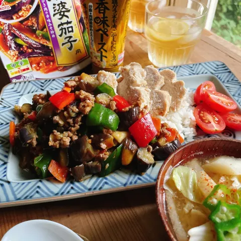 「「Cook Do®」麻婆茄子用」を使ってみたSnapdishの料理・レシピ写真:カオマンガイ風麻婆茄子丼♫