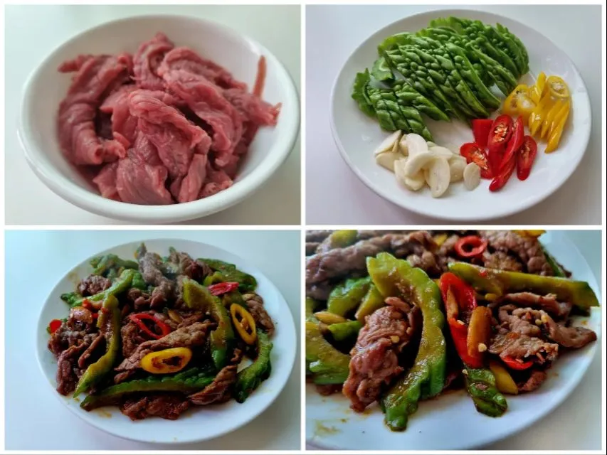 Snapdishの料理写真:苦瓜炒牛肉 - stir-fried beef with bitter gourd|steven z.y.さん