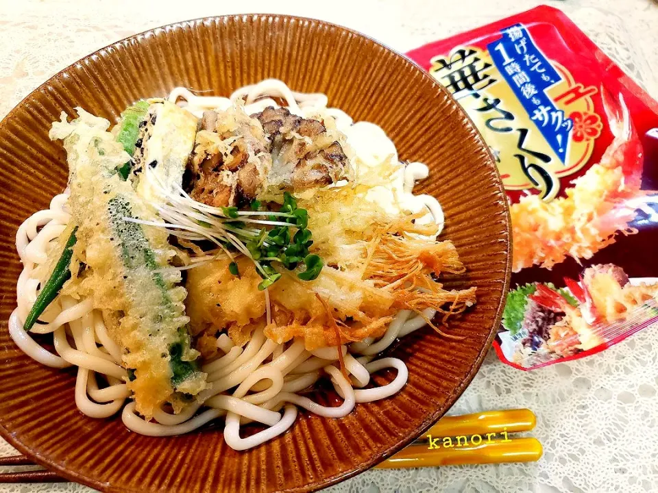 Snapdishの料理写真:冷やし天ぷらうどん(野菜オンリー)|かのりさん