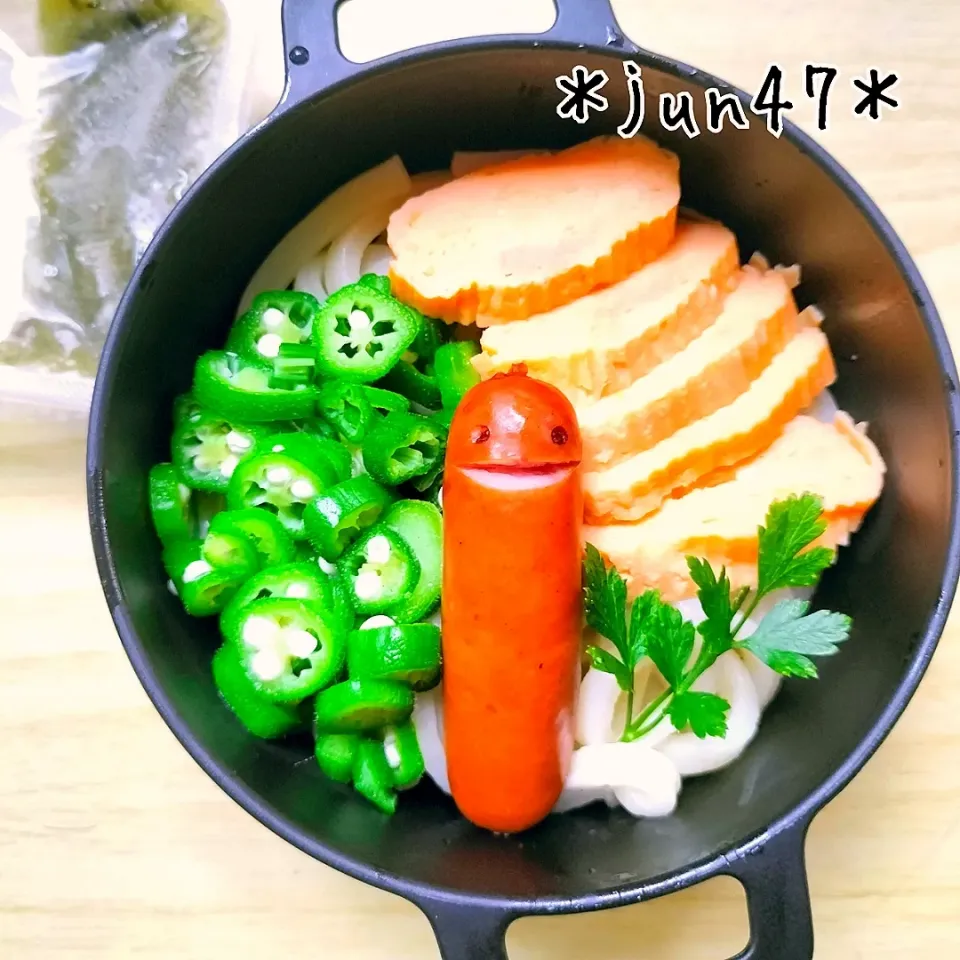 本日のゆる弁□　オクラめかぶうどん弁当　20220712|jun47さん