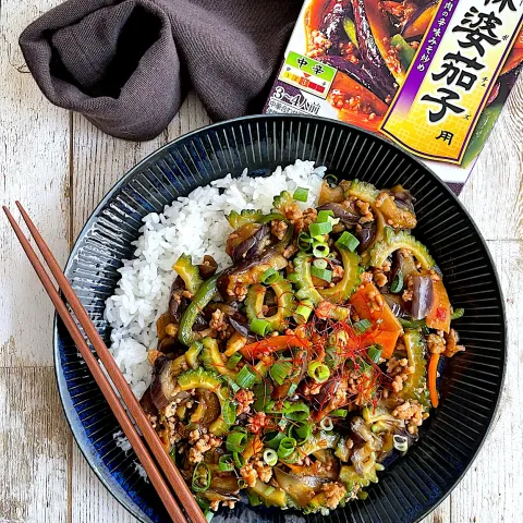 「「Cook Do®」麻婆茄子用」を使ってみたSnapdishの料理・レシピ写真:Cook DO麻婆茄子用で麻婆茄子ゴーヤ丼