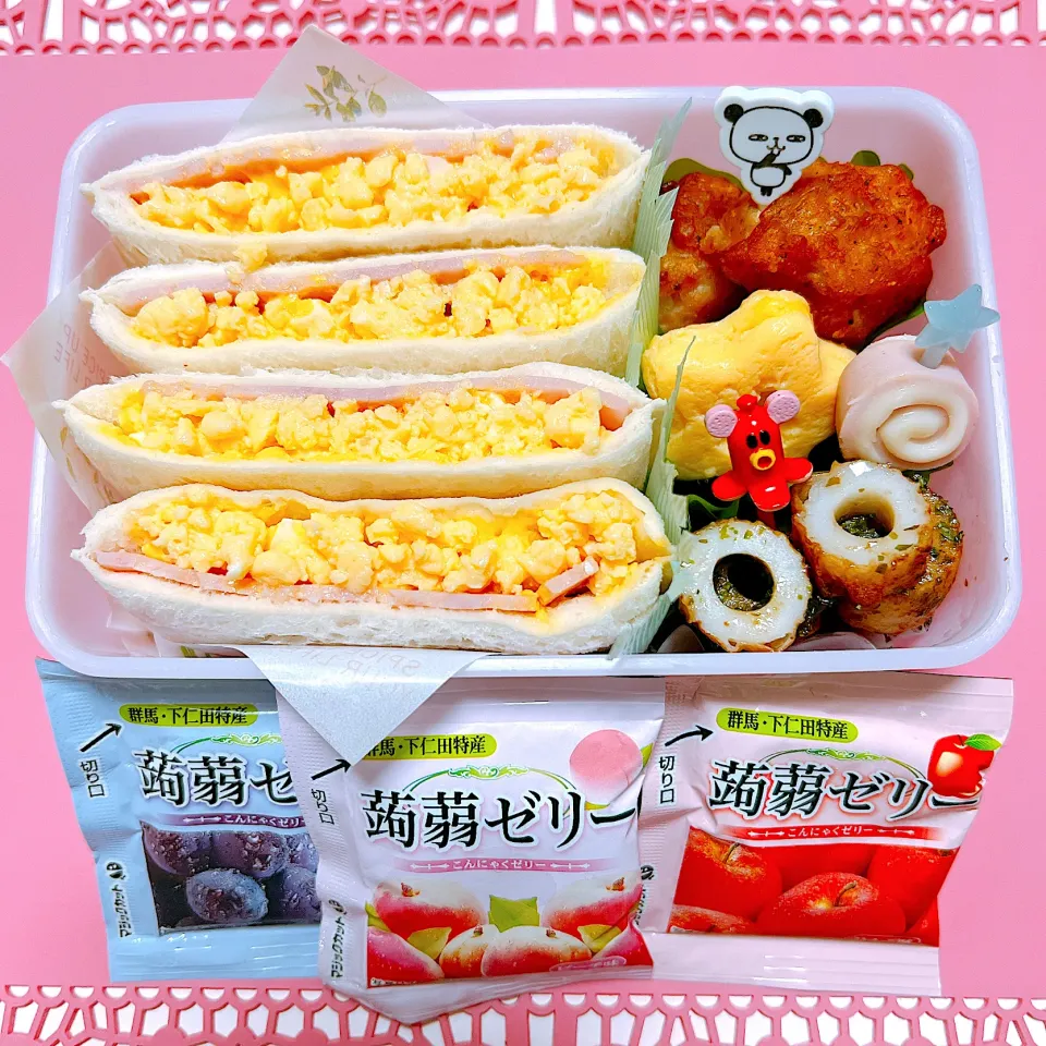 ハム&エッグサンドお弁当🍱|miyurumoさん