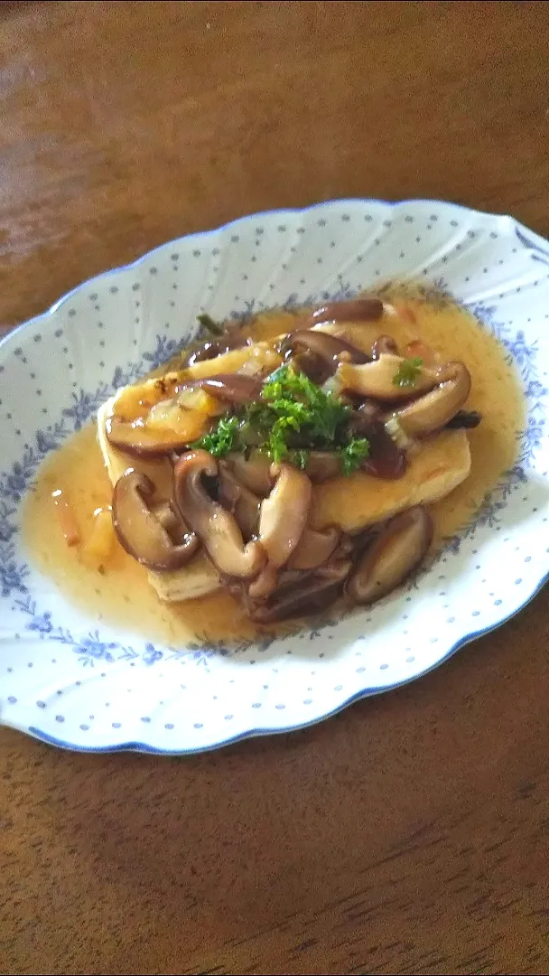 豆腐ステーキのあんかけ|ポインセチアさん