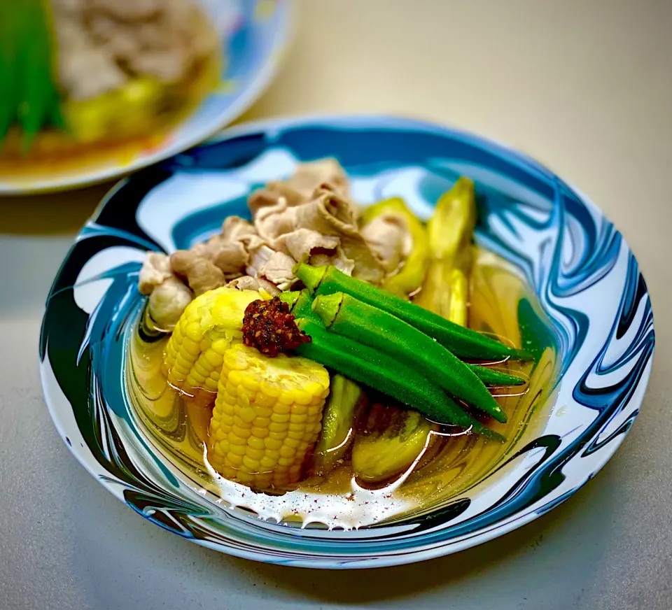 野菜🍆🌽と肉🐽の煮浸し|にゃあ（芸名）さん