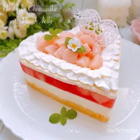 今日は桃のゼリーのレアチーズケーキ🍑🍑🍑
を作りました(∩ˊᵕˋ∩) .ﾟ♡