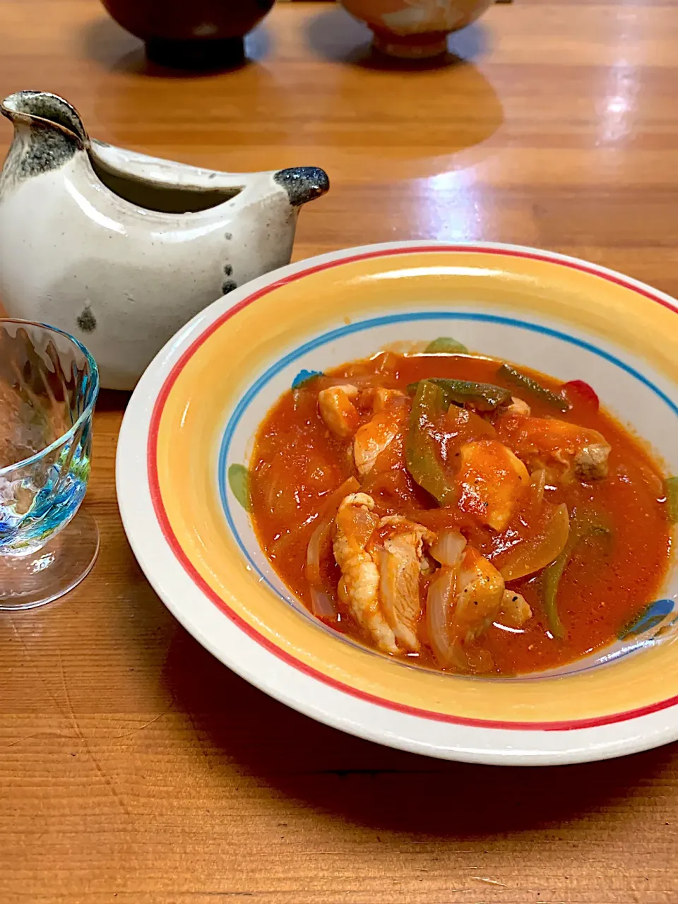 チキンのトマト煮　& 日本酒😁|Mzkさん