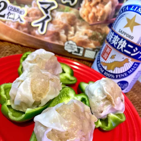 「五目シュウマイ　香りと旨み」を使ってみたSnapdishの料理・レシピ写真:ピーマンシューマイ🫑😋🍻💕✨