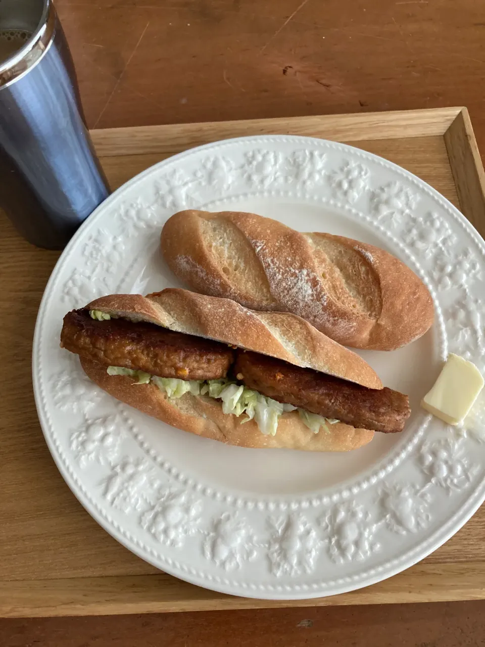 Snapdishの料理写真:マルシンハンバーグサンド|なつこいっきママさん