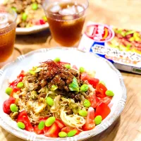 肉みそキャベツを使って炸醤麺