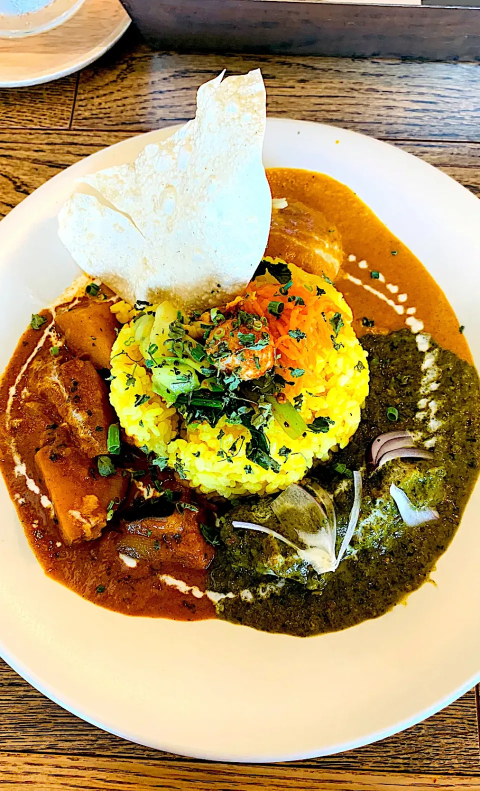 Snapdishの料理写真:スパイスカレー🍛を食べてみた。初めてのサグカレー。|ちはるさん