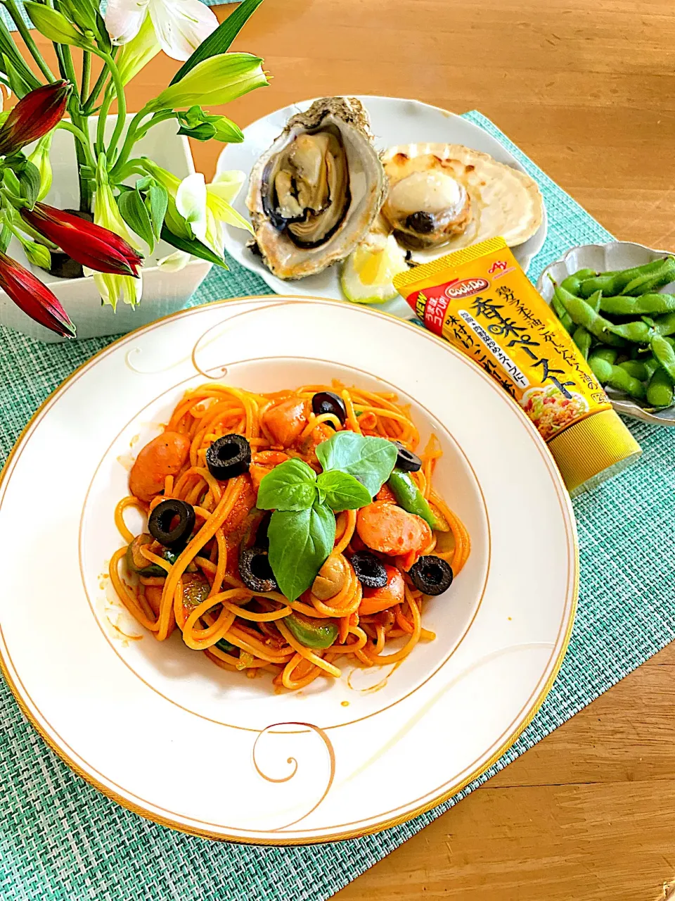 夏の休日lunch🍽香味ペーストde ナポリタン🍝|ぽっちさん