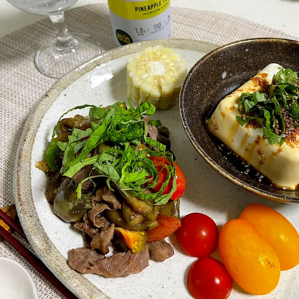 7/18晩ご飯：牛肉と白茄子のバルサミコ酢炒め|ななみんさん