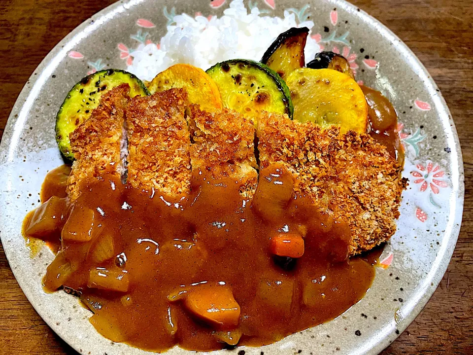 焼き自家製野菜と揚げないカツカレー|ひだまり農園さん