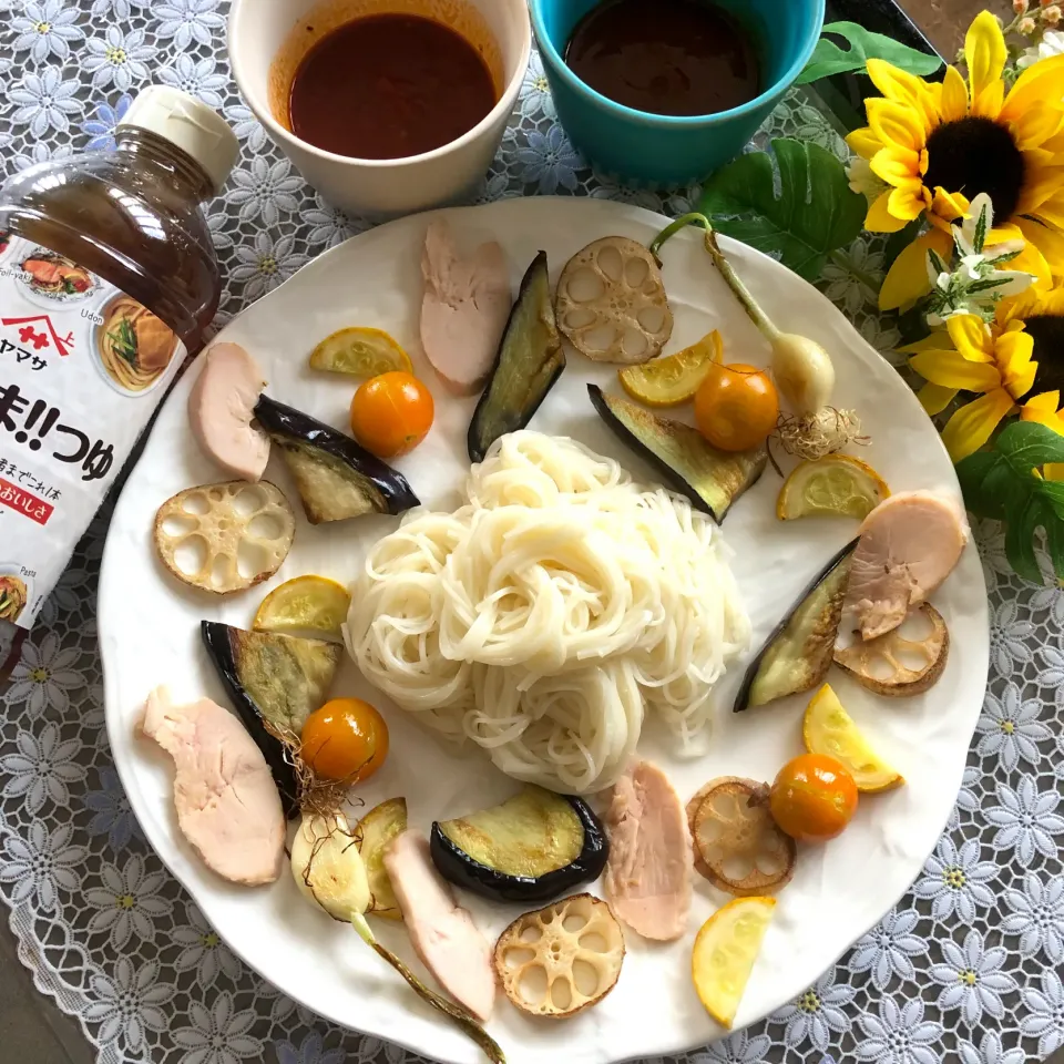 和風トマトつゆでいただく揚げ焼き野菜素麺|さらっと🍀さん