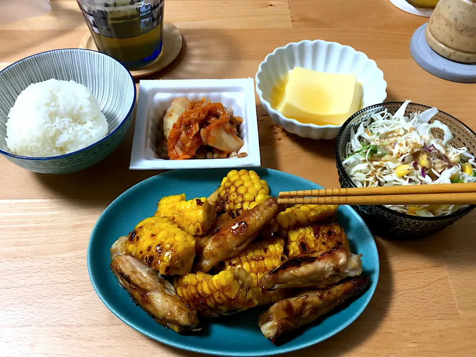 とうもろこしと手羽中のバター醤油焼き|saknさん