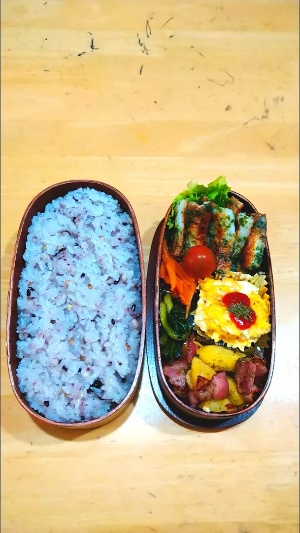 Snapdishの料理写真:ちくわの磯辺揚げ弁当|NOZUさん