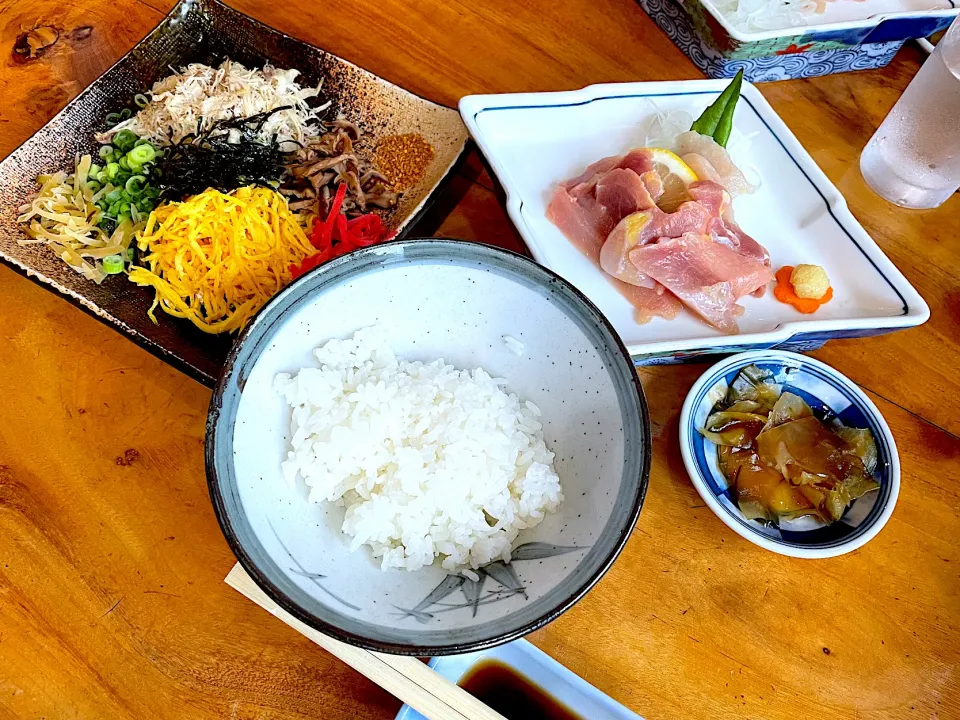 鶏飯と鳥刺しのセット|ⅡⅣⅢさん